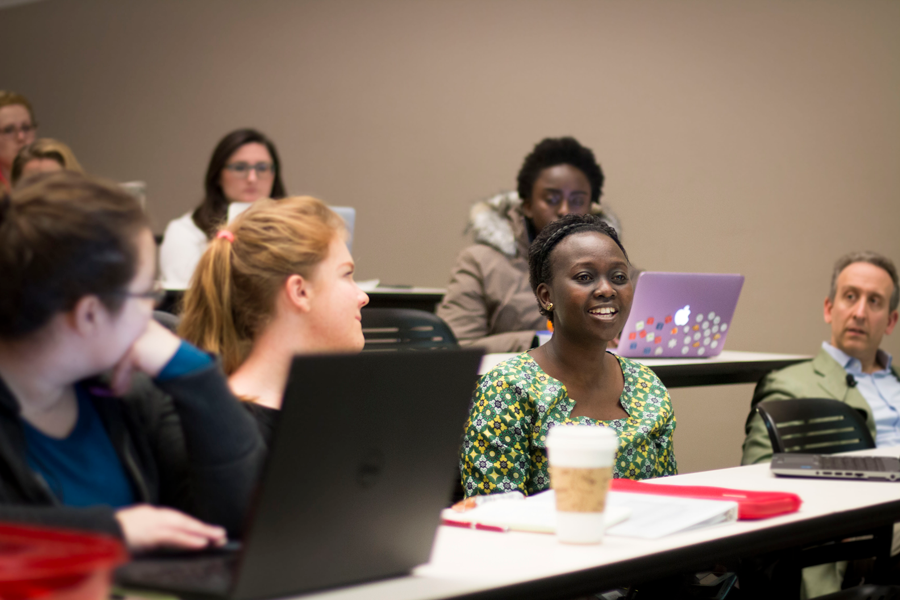 Students in a global health classroom.