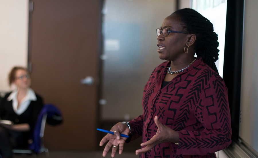 Dr. Nelly Mugo speaking to global health students.