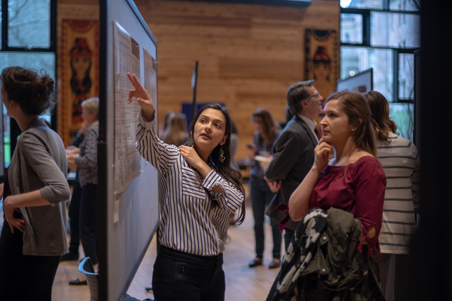 School of Public Health student presents research in poster session.