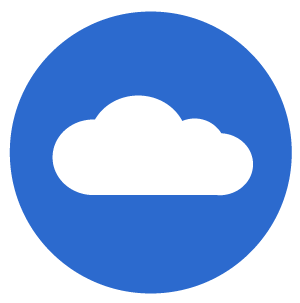 icon with white cloud on blue circular background